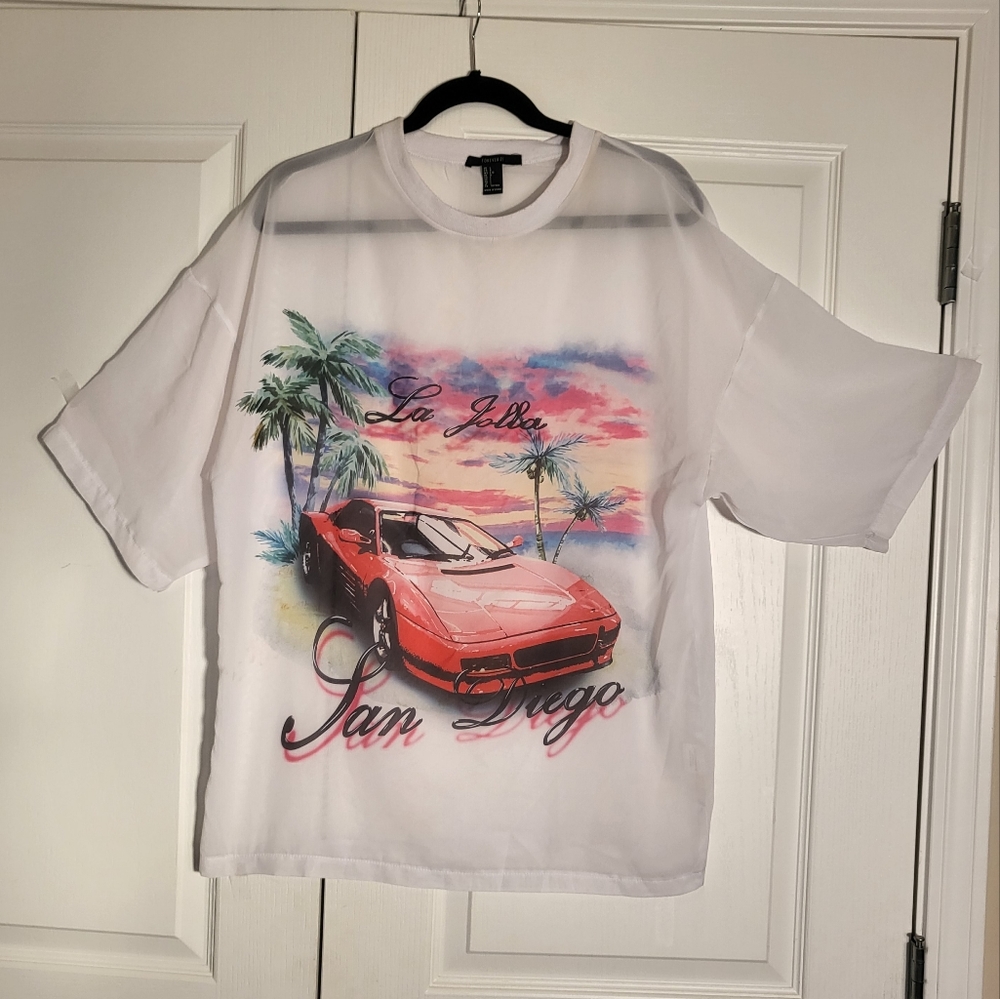 Forever 21 Sheer Retro Inspired Tee La Jolla San Diego